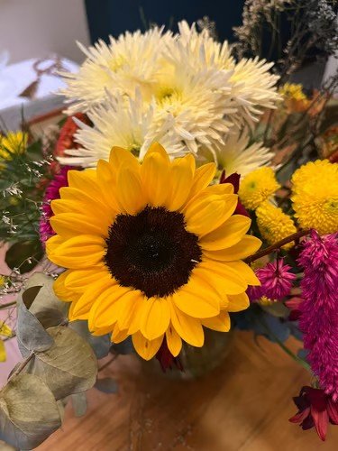 Centro de mesa com girassol